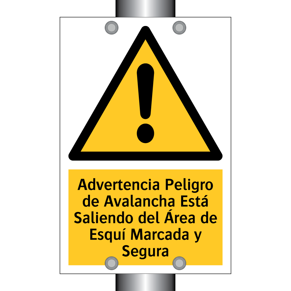 Advertencia Peligro de Avalancha Está Saliendo del Área de Esquí Marcada y Segura