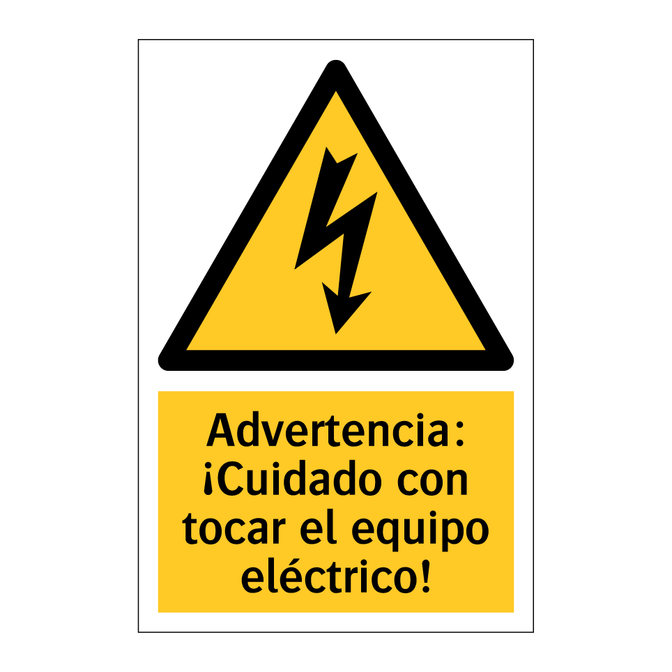 Advertencia: ¡Cuidado con tocar el equipo eléctrico!