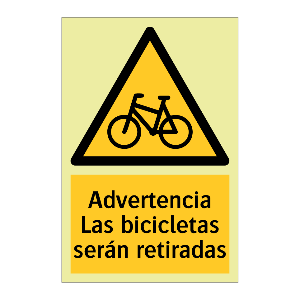 Advertencia Las bicicletas serán retiradas