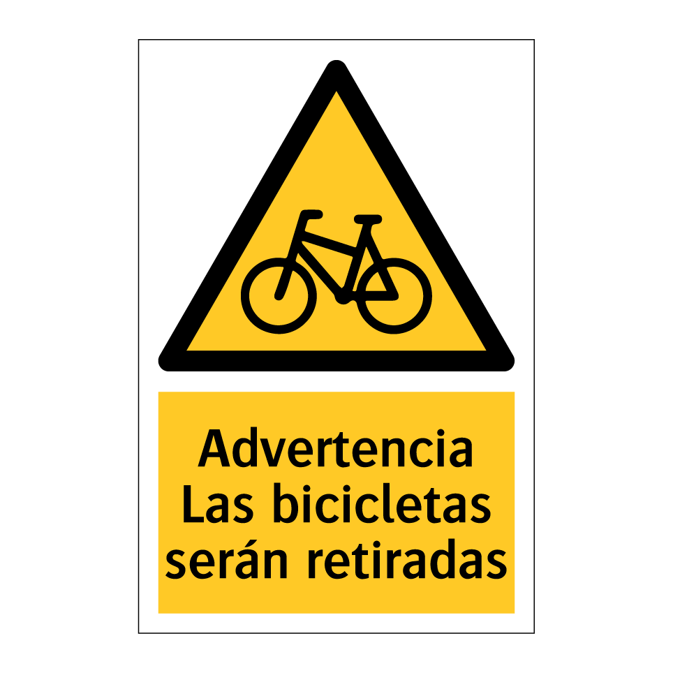 Advertencia Las bicicletas serán retiradas
