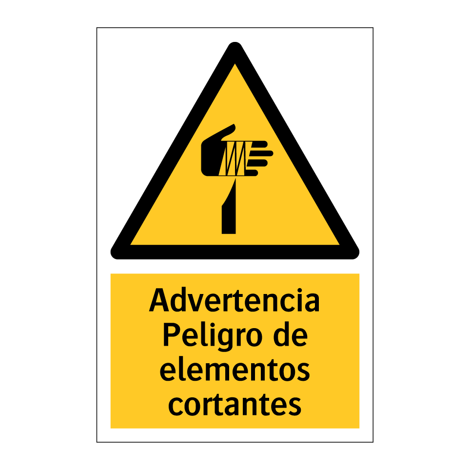 Advertencia Peligro de elementos cortantes