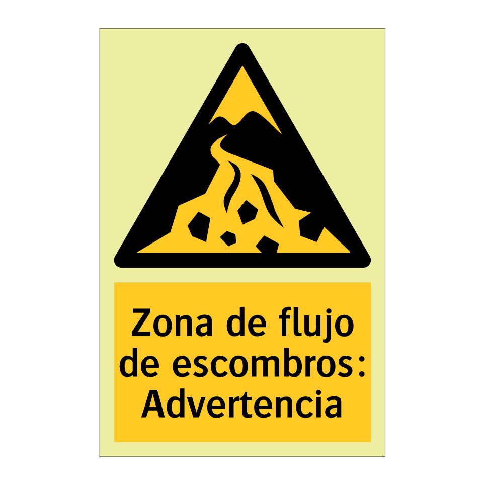 Zona de flujo de escombros: Advertencia