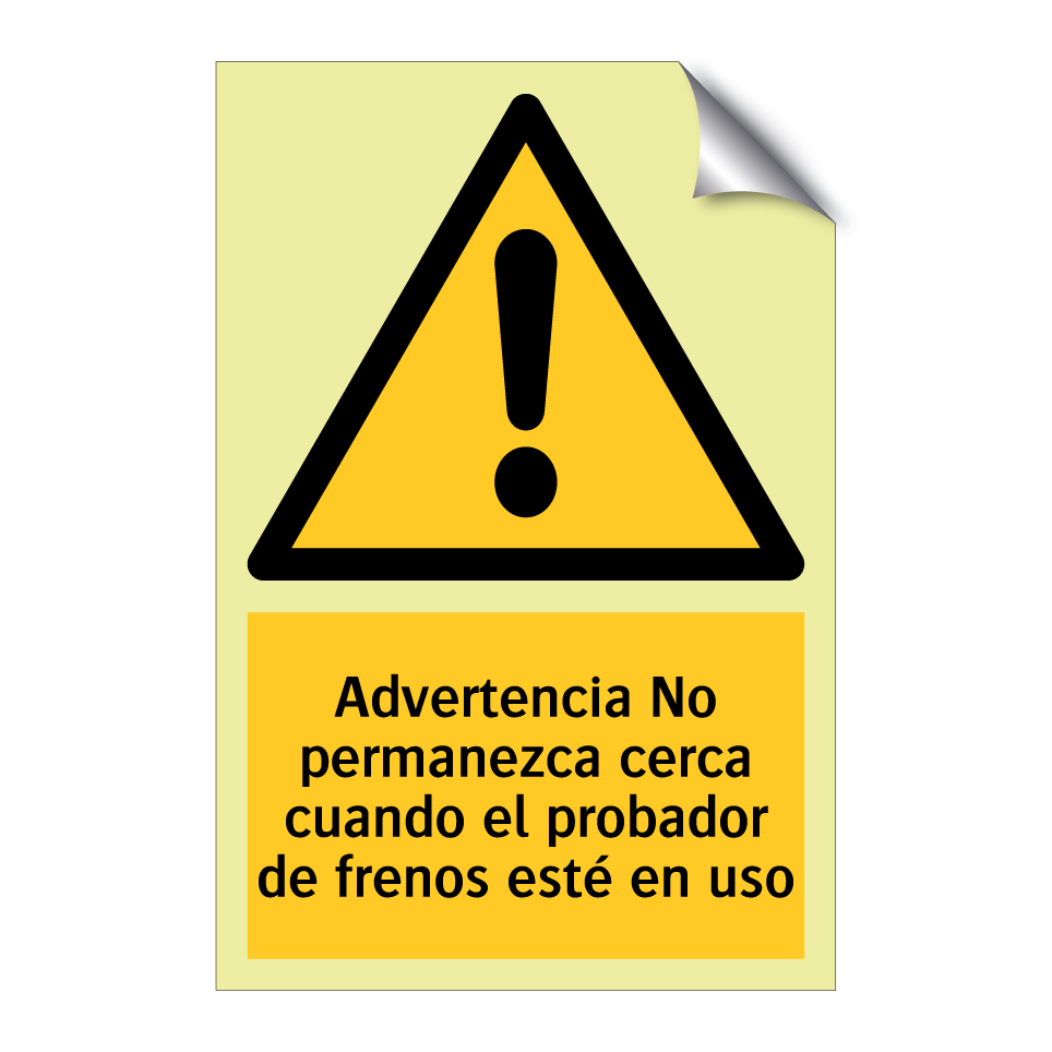 Advertencia No permanezca cerca cuando el probador de frenos esté en uso