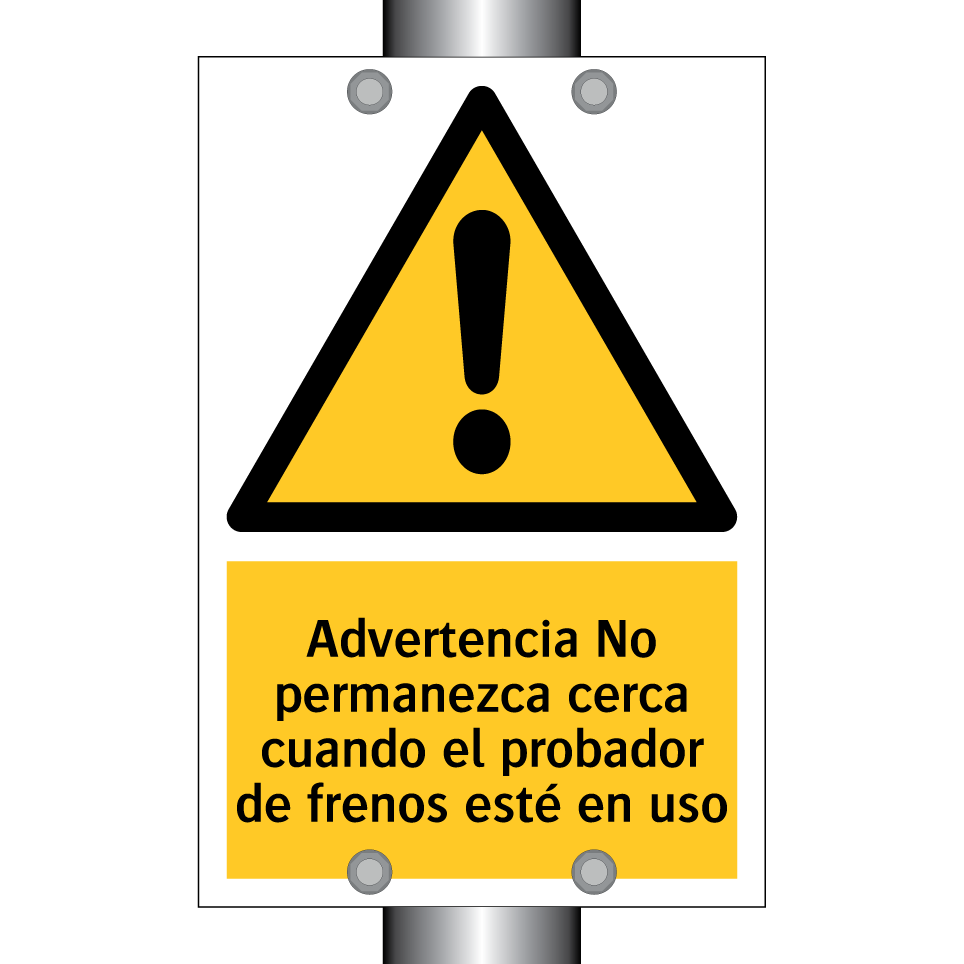 Advertencia No permanezca cerca cuando el probador de frenos esté en uso
