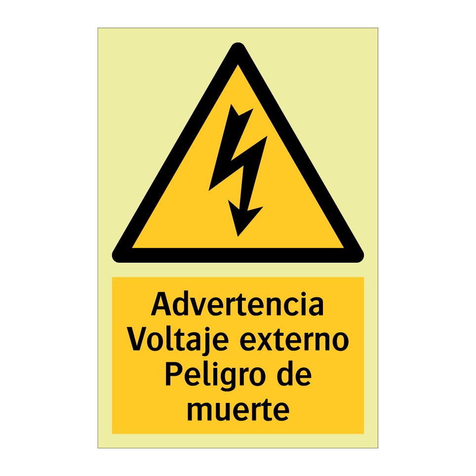 Advertencia Voltaje externo Peligro de muerte