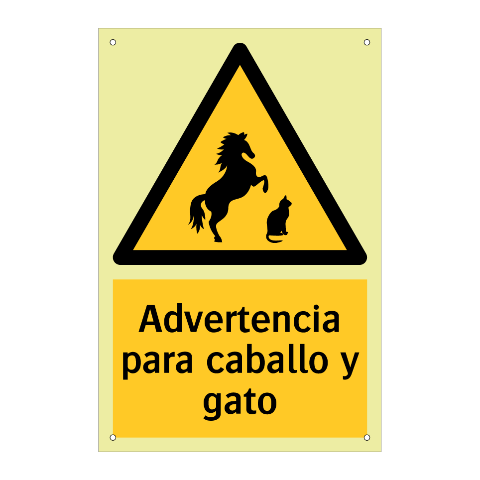Advertencia para caballo y gato