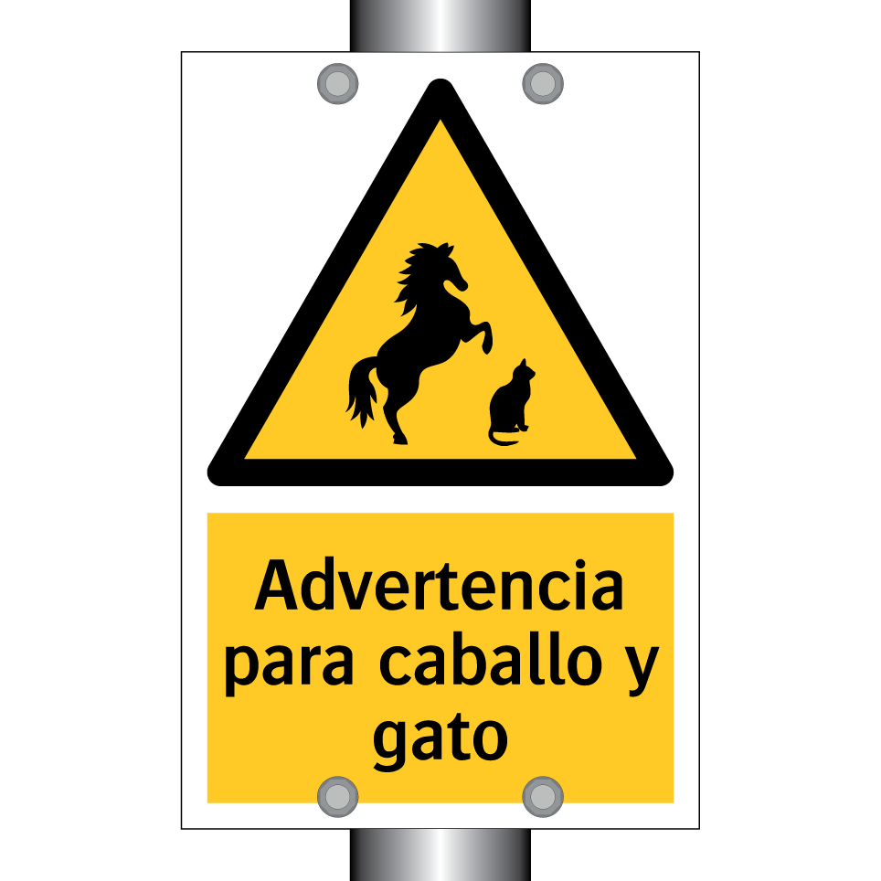 Advertencia para caballo y gato