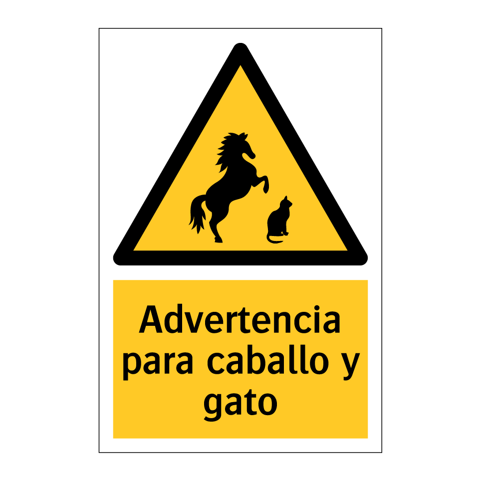Advertencia para caballo y gato