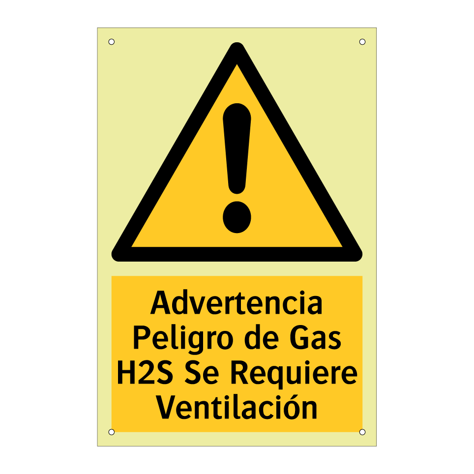 Advertencia Peligro de Gas H2S Se Requiere Ventilación