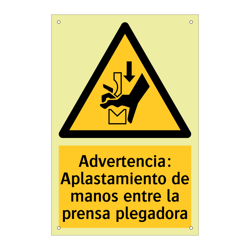 Advertencia: Aplastamiento de manos entre la prensa plegadora