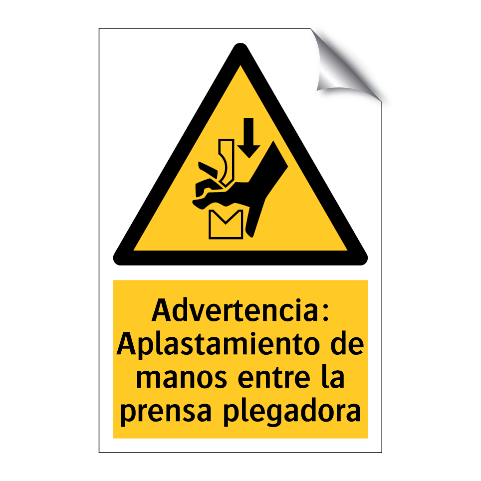 Advertencia: Aplastamiento de manos entre la prensa plegadora
