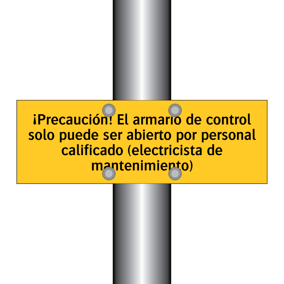 ¡Precaución! El armario de control solo puede ser abierto por personal calificado (electricista de mantenimiento)