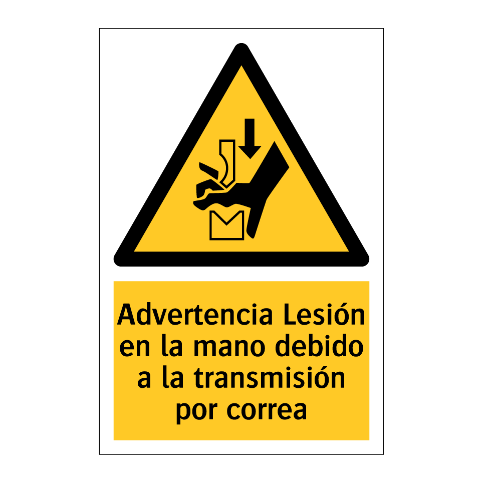 Advertencia Lesión en la mano debido a la transmisión por correa