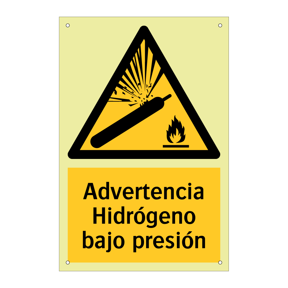 Advertencia Hidrógeno bajo presión