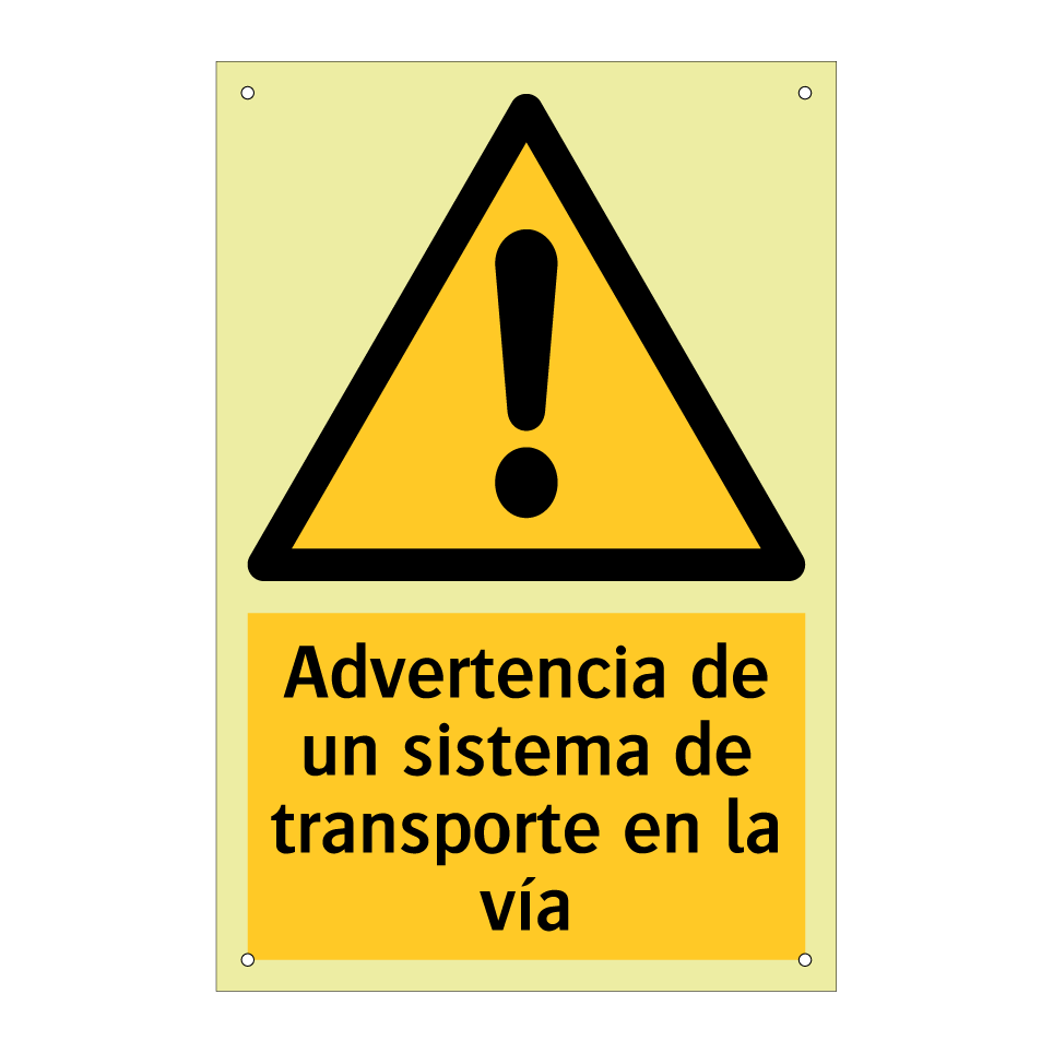 Advertencia de un sistema de transporte en la vía
