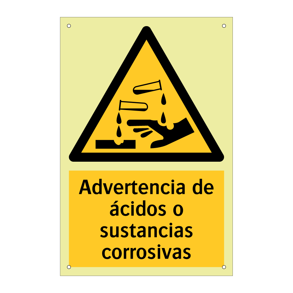 Advertencia de ácidos o sustancias corrosivas
