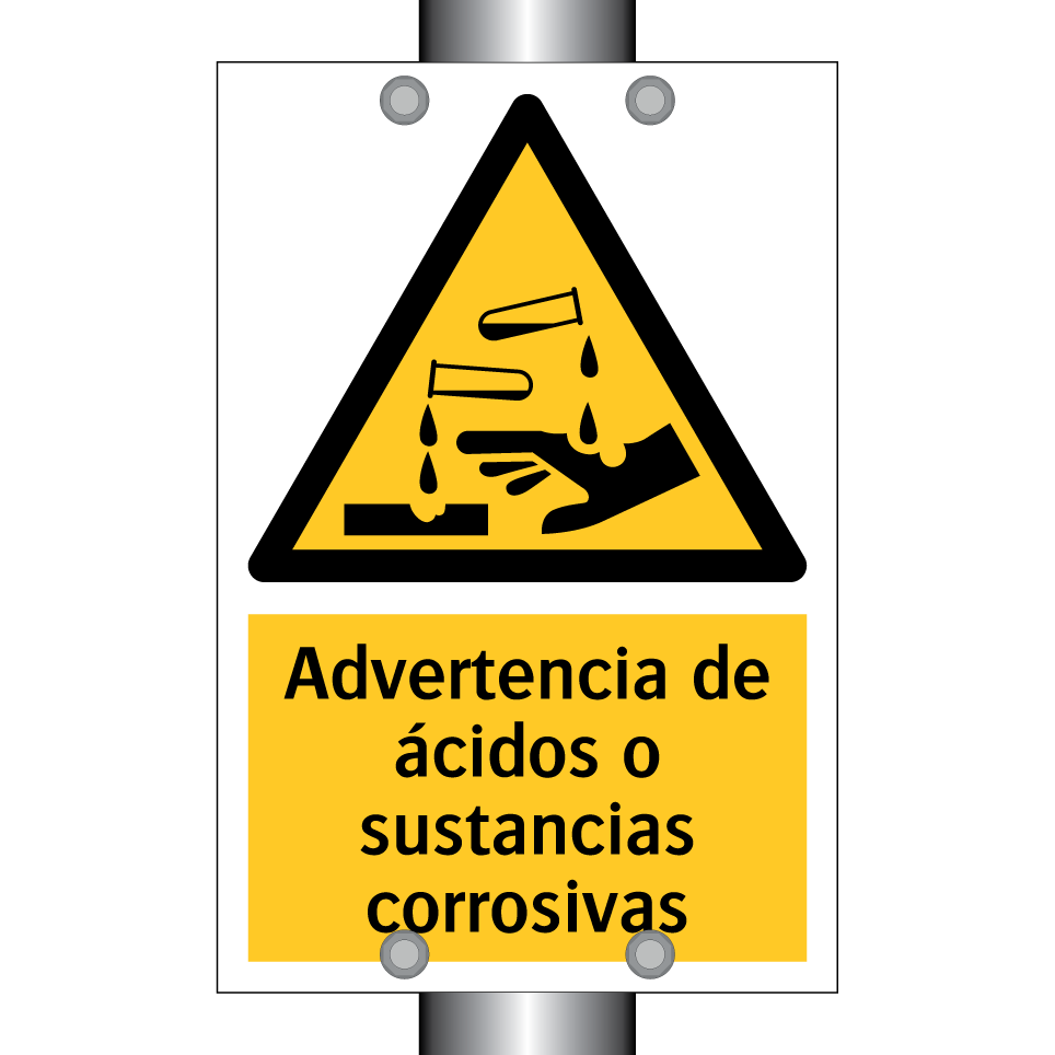 Advertencia de ácidos o sustancias corrosivas