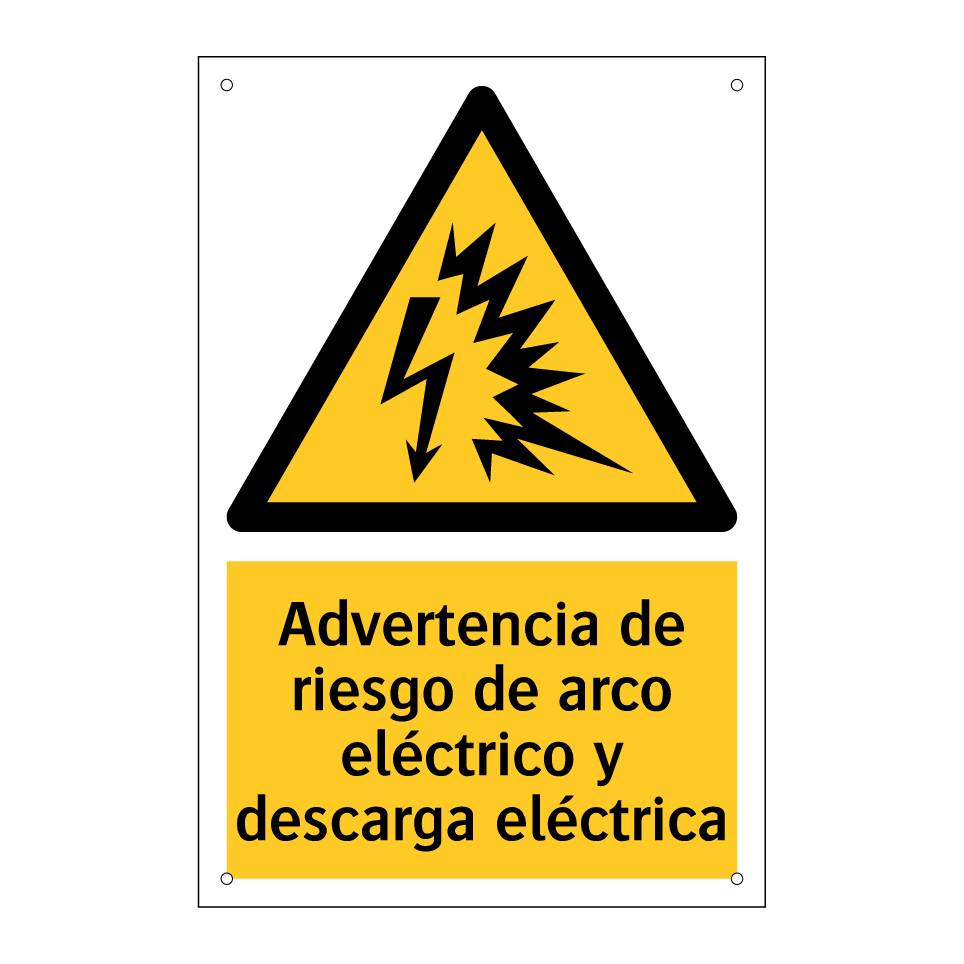 Advertencia de riesgo de arco eléctrico y descarga eléctrica