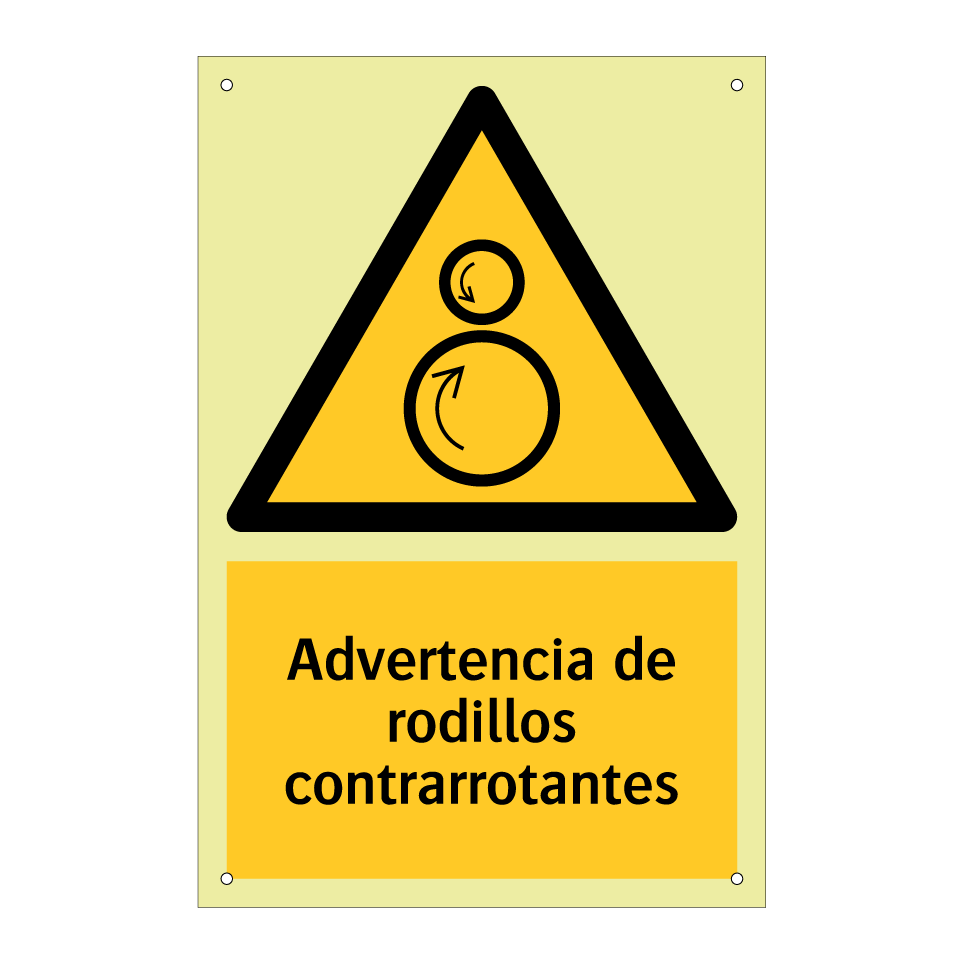 Advertencia de rodillos contrarrotantes