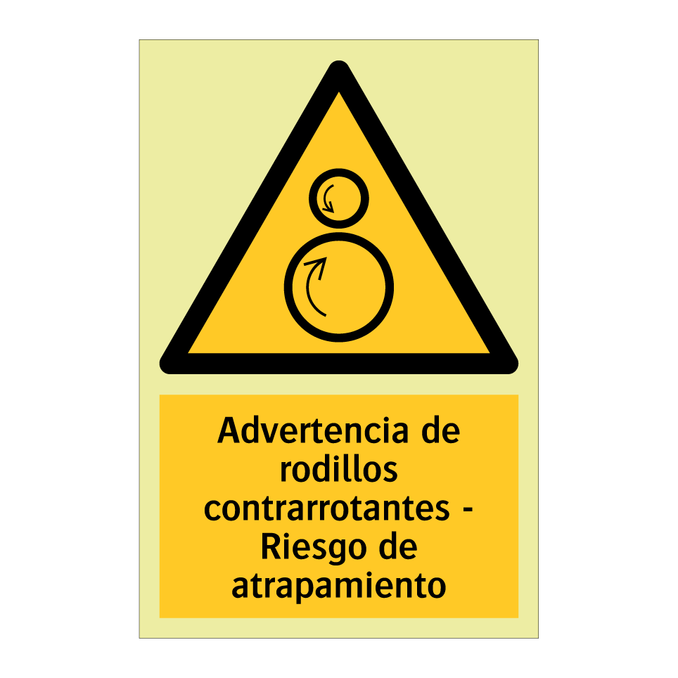 Advertencia de rodillos contrarrotantes - Riesgo de atrapamiento