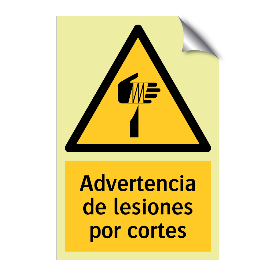 Advertencia de lesiones por cortes