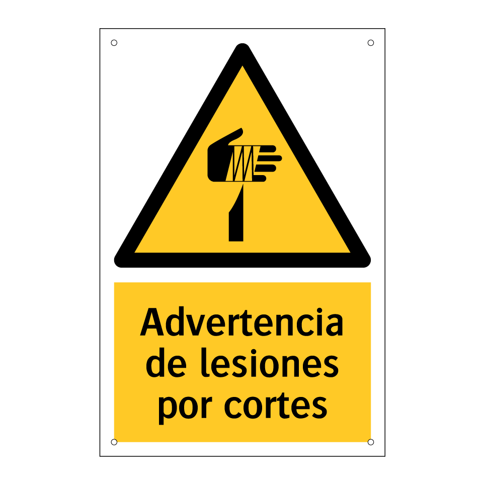 Advertencia de lesiones por cortes