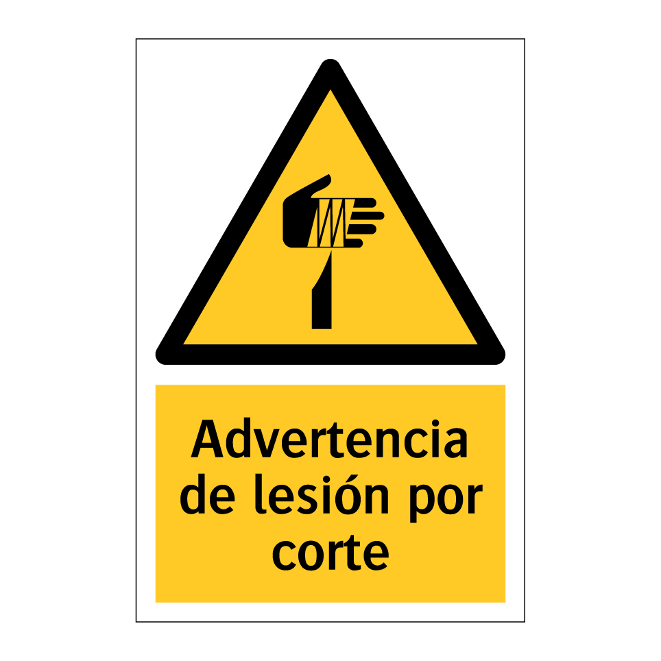 Advertencia de lesión por corte