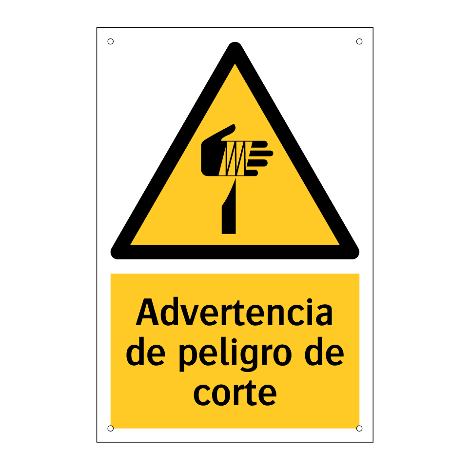 Advertencia de peligro de corte