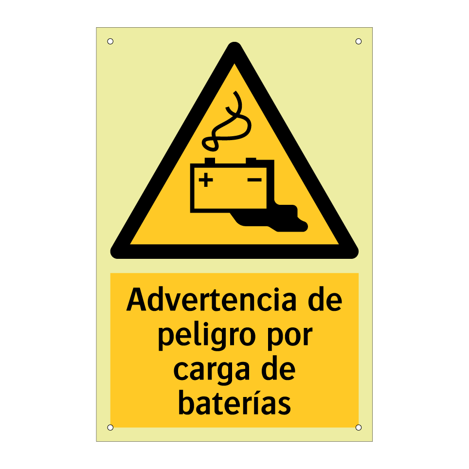 Advertencia de peligro por carga de baterías