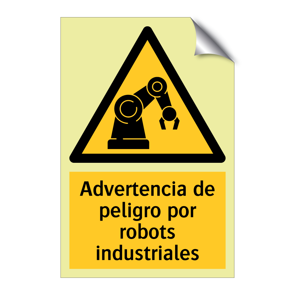 Advertencia de peligro por robots industriales