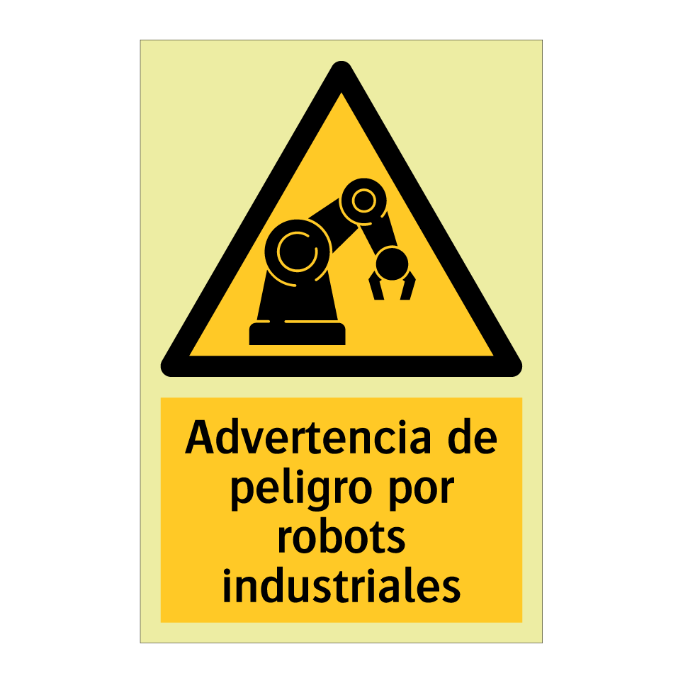 Advertencia de peligro por robots industriales