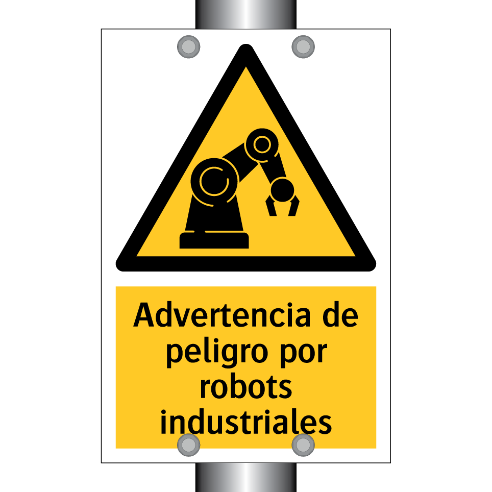 Advertencia de peligro por robots industriales