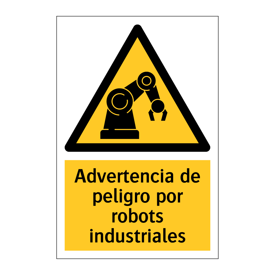 Advertencia de peligro por robots industriales