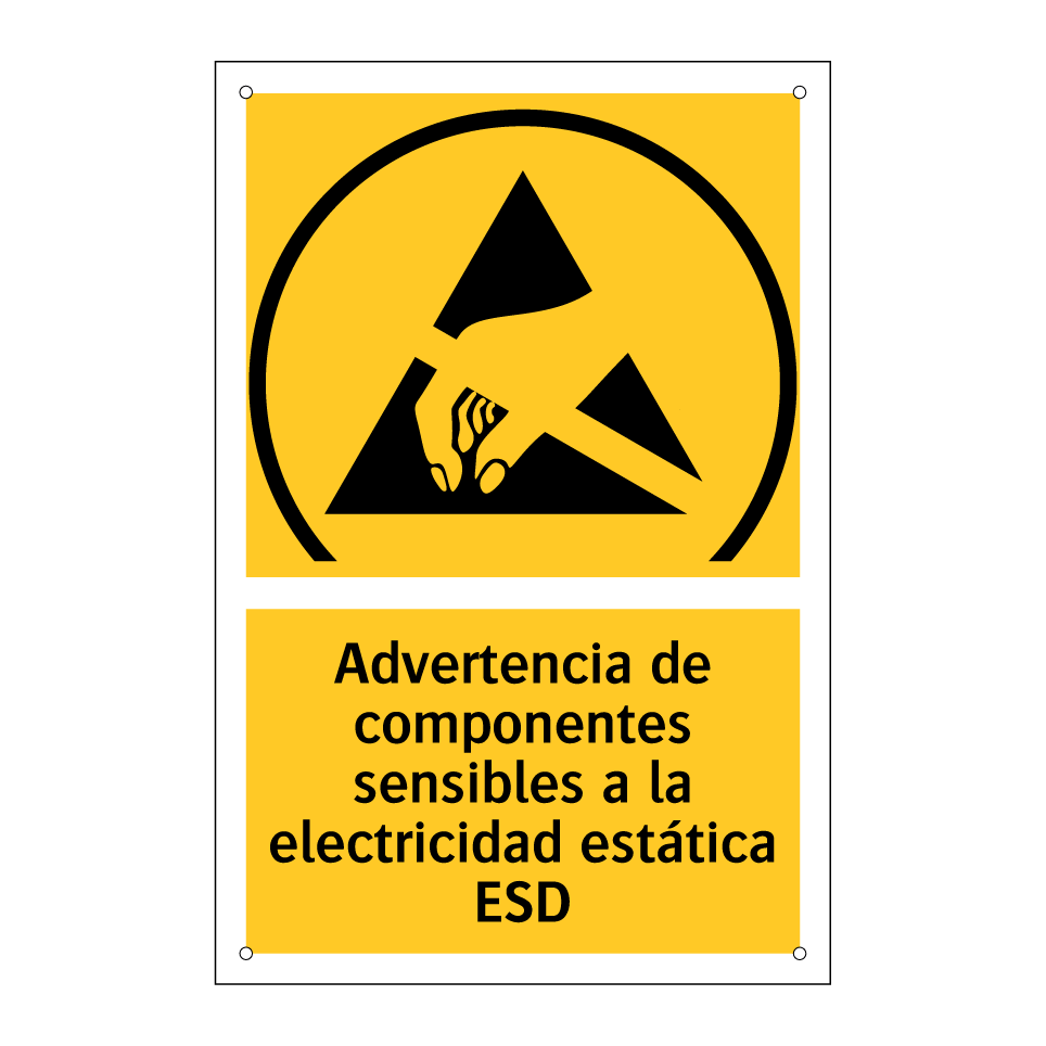 Advertencia de componentes sensibles a la electricidad estática ESD