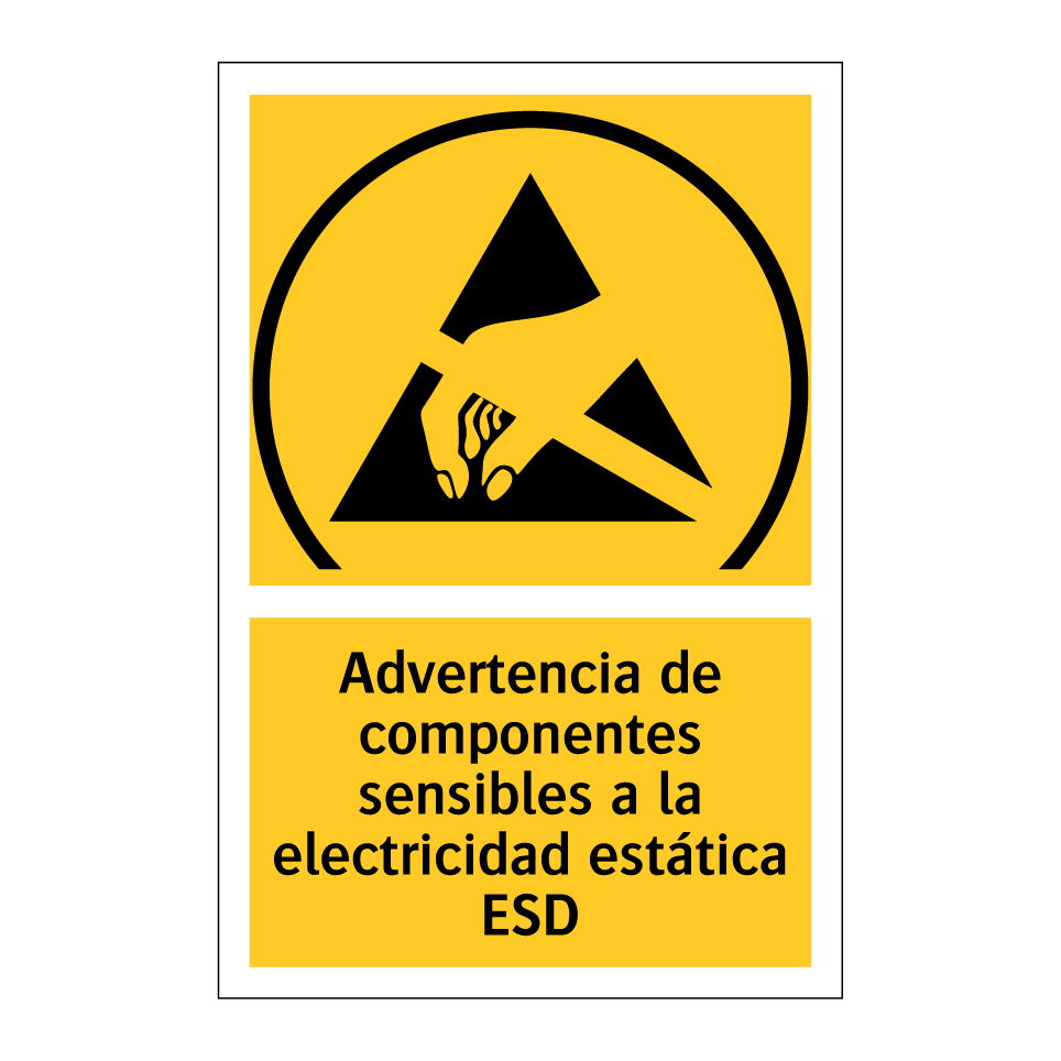 Advertencia de componentes sensibles a la electricidad estática ESD