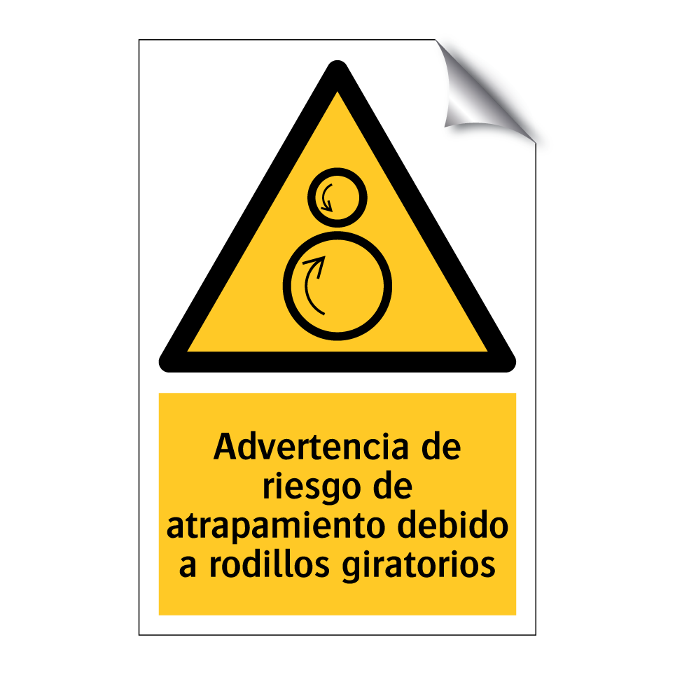 Advertencia de riesgo de atrapamiento debido a rodillos giratorios