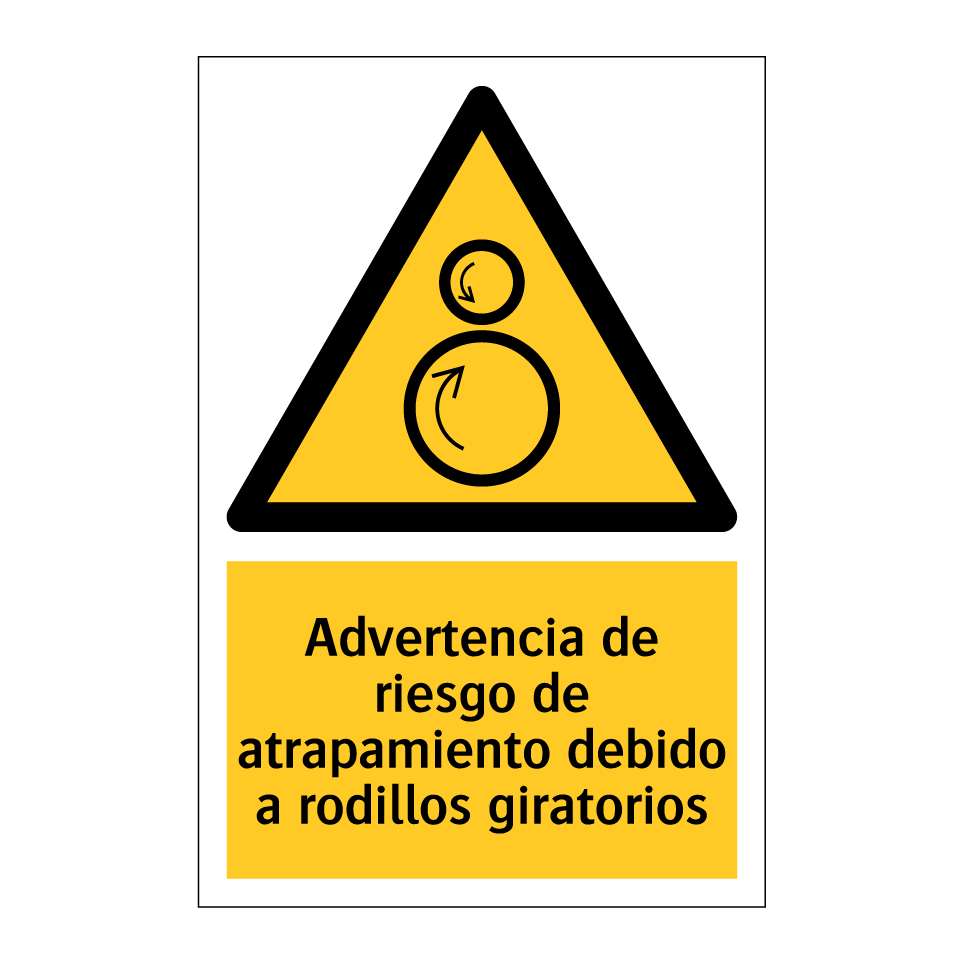 Advertencia de riesgo de atrapamiento debido a rodillos giratorios
