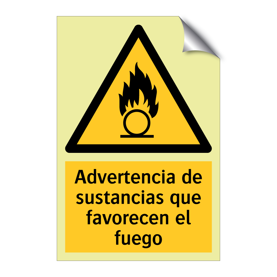 Advertencia de sustancias que favorecen el fuego