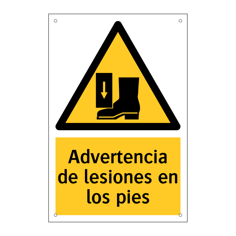 Advertencia de lesiones en los pies