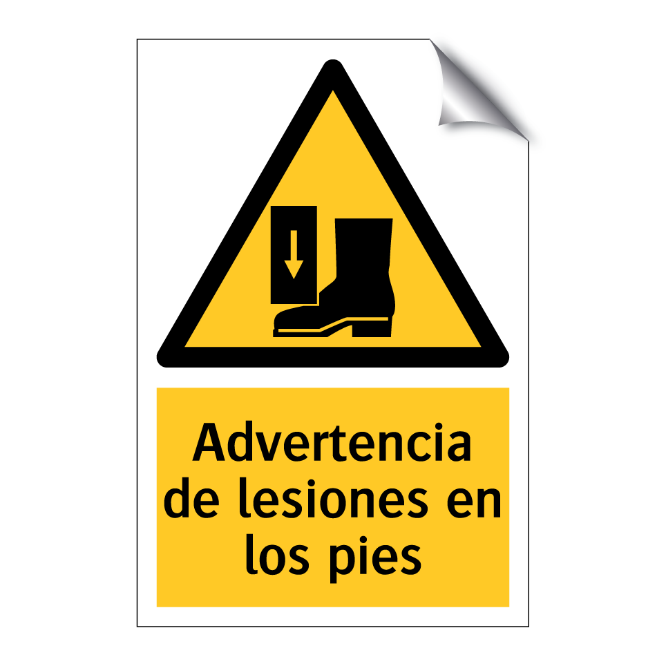 Advertencia de lesiones en los pies