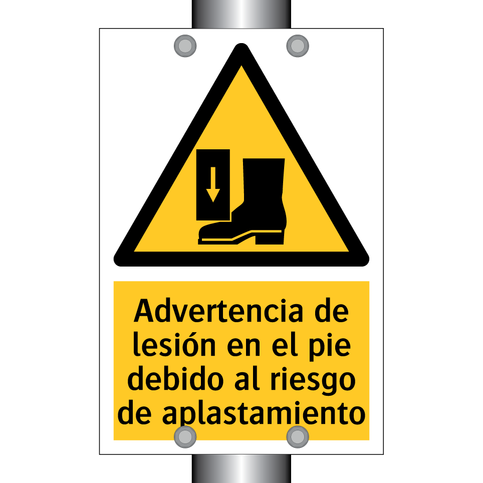 Advertencia de lesión en el pie debido al riesgo de aplastamiento