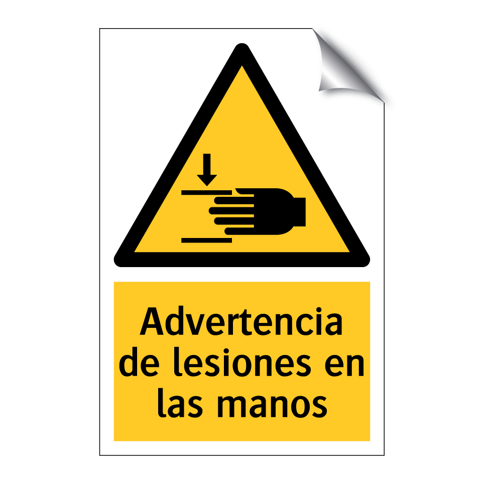 Advertencia de lesiones en las manos