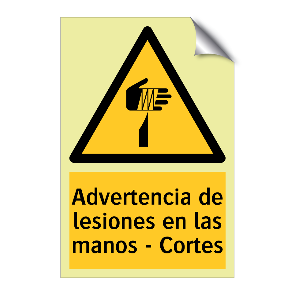 Advertencia de lesiones en las manos - Cortes
