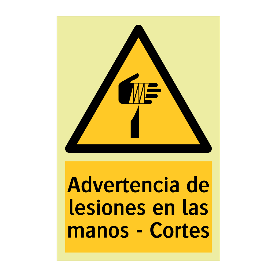 Advertencia de lesiones en las manos - Cortes