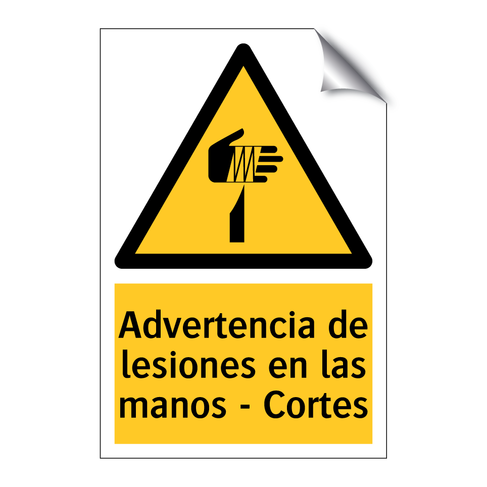 Advertencia de lesiones en las manos - Cortes