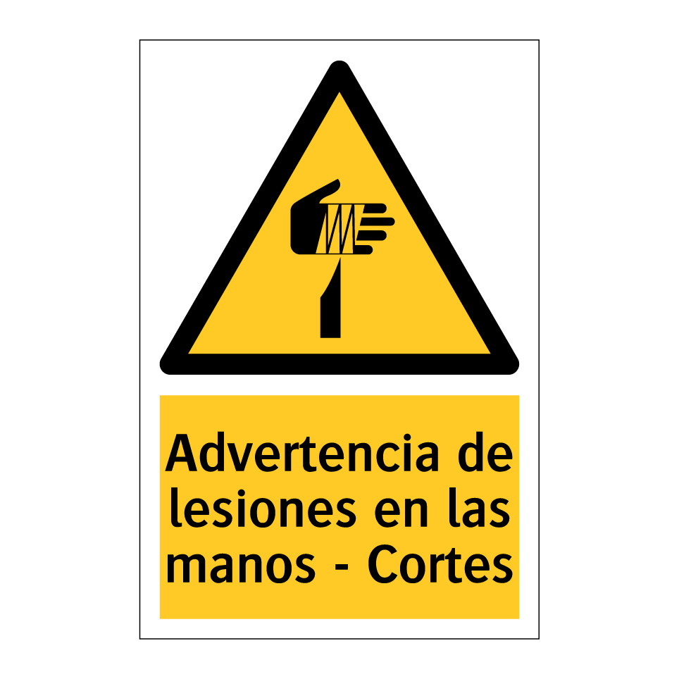 Advertencia de lesiones en las manos - Cortes