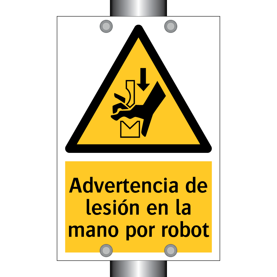 Advertencia de lesión en la mano por robot