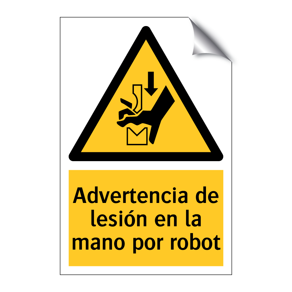 Advertencia de lesión en la mano por robot