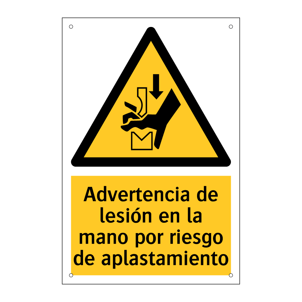 Advertencia de lesión en la mano por riesgo de aplastamiento