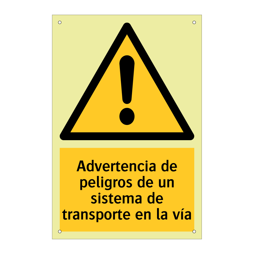 Advertencia de peligros de un sistema de transporte en la vía